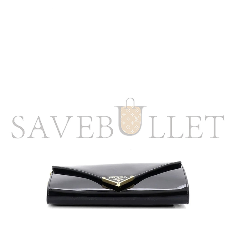 PRADA TRIANGLE LOGO ENVELOPE CHAIN-LINK GLOSSY MINI CLUTCH ENVELOPE BAG 1BP051 (20*11.5cm)